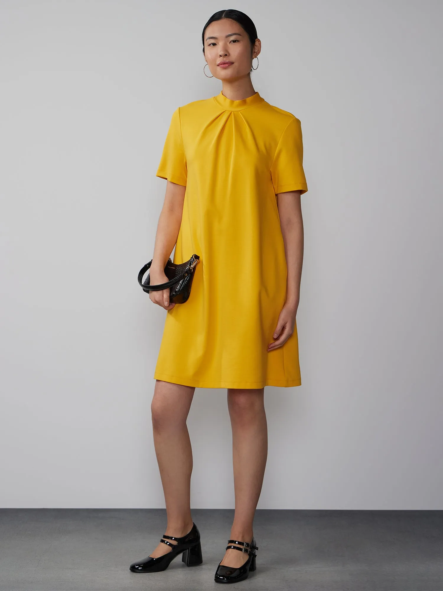 Mock Neck Bow Back Shift Dress