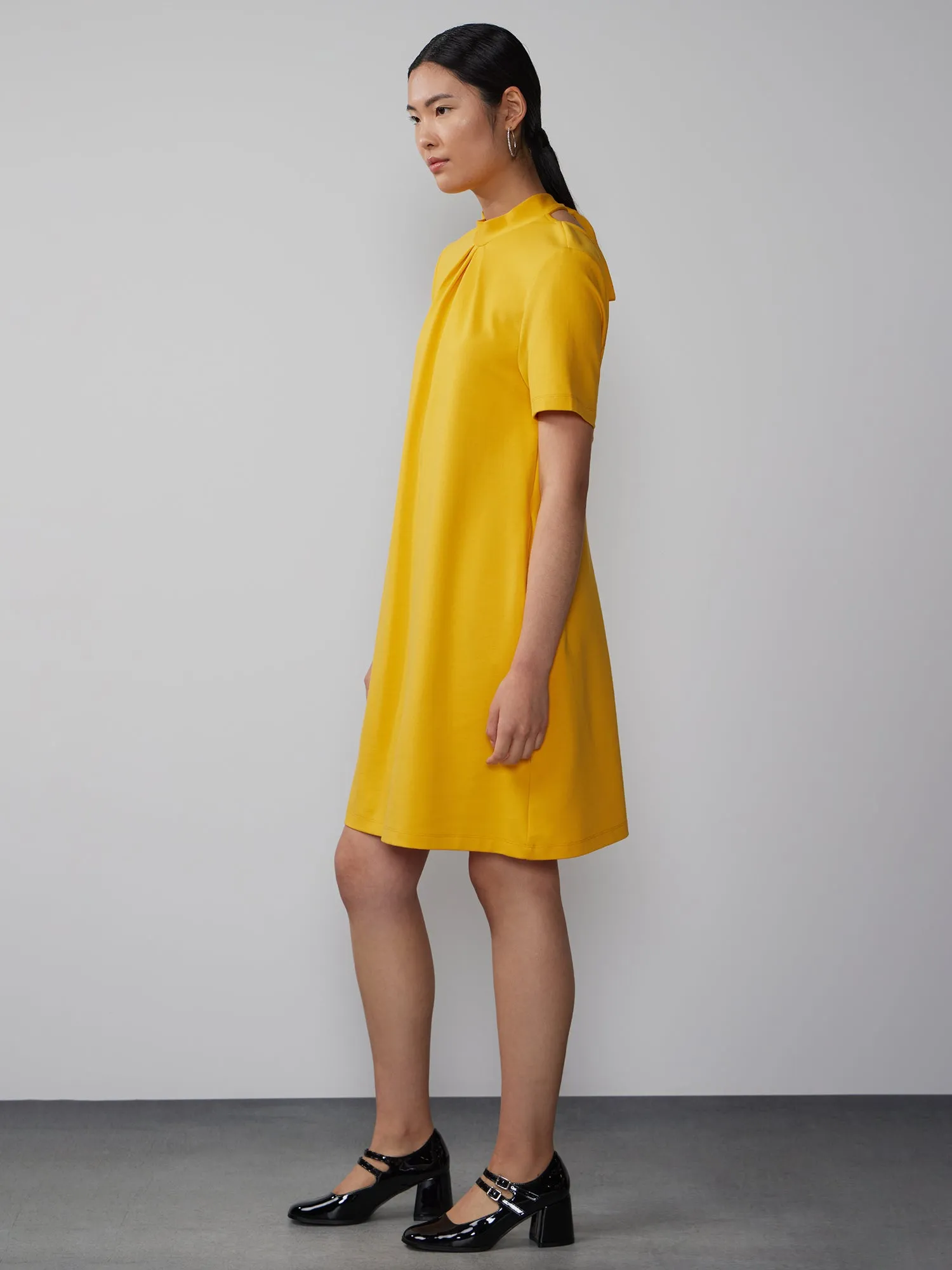 Mock Neck Bow Back Shift Dress