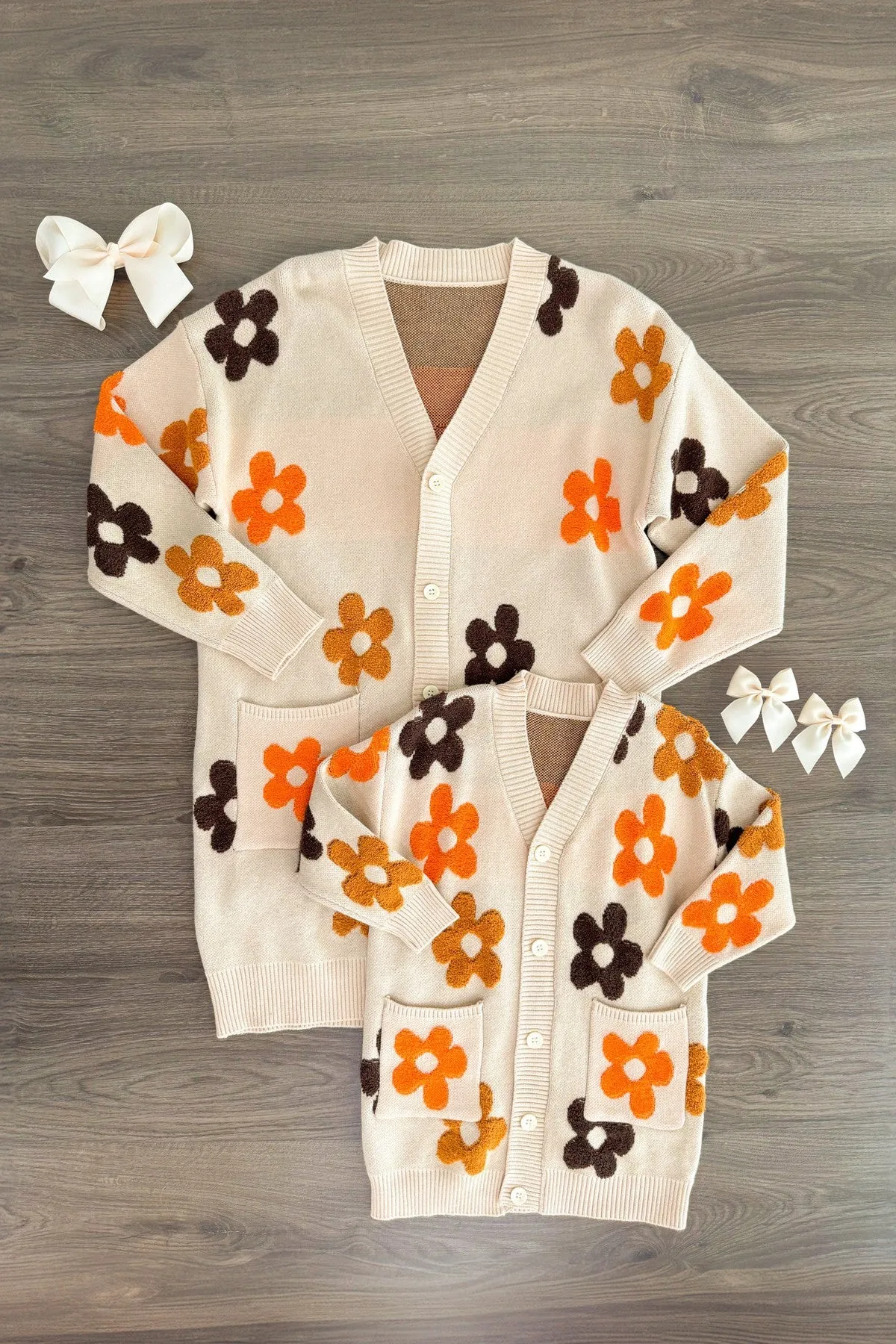 Mom & Me - Tan Flower Print Cardigan