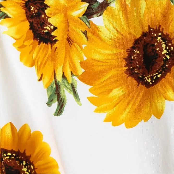 Mother and Daughter Matching Sunflower White Maxi Cami Dresses