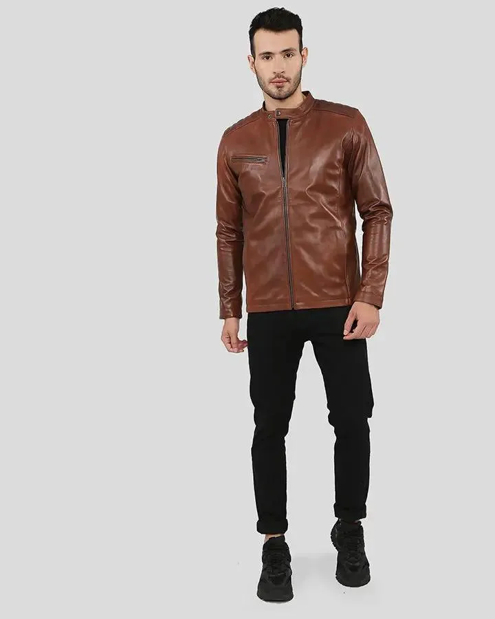 Ollie Brown Racer Leather Jacket