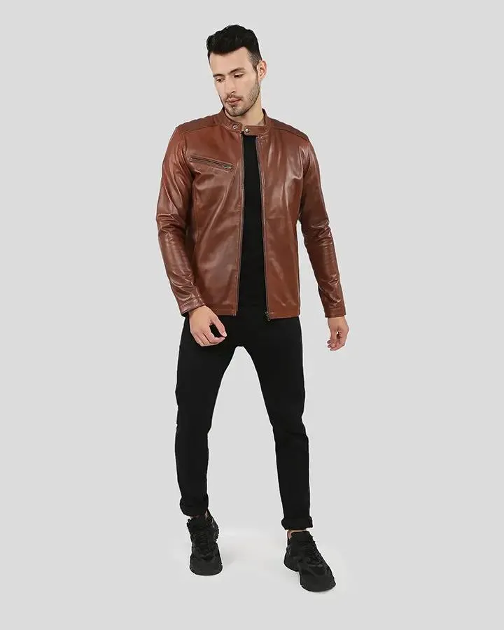 Ollie Brown Racer Leather Jacket