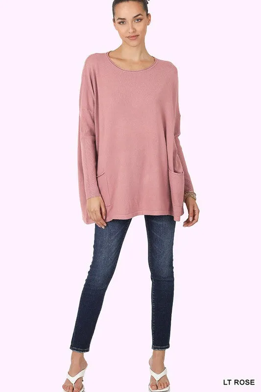 OVERSIZED FRONT POCKET SWEATER