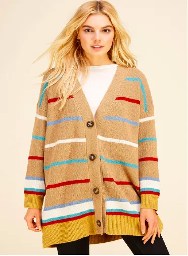 OVERSIZED STRIPED CARDIGAN