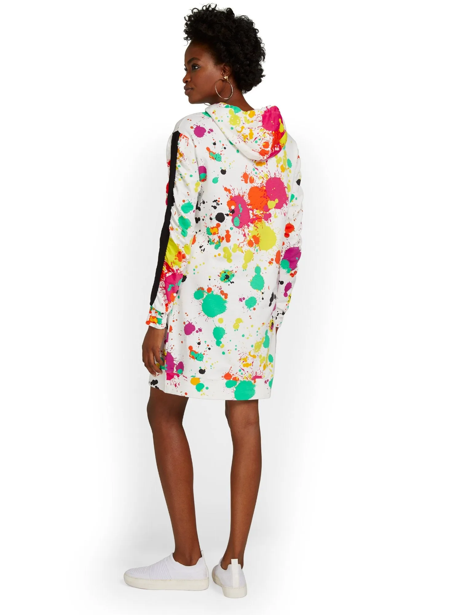 Paint-Splatter French Terry Hoodie Dress