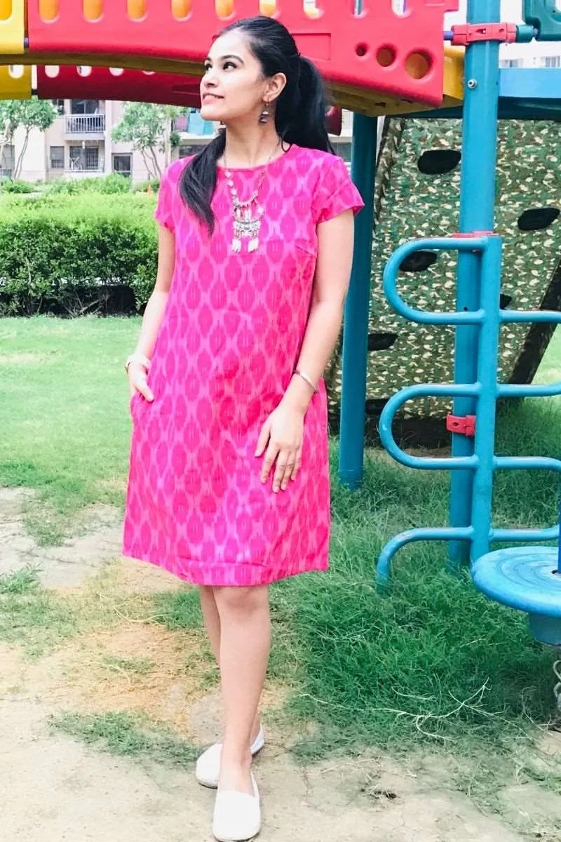 Pink Ikat Shift Dress