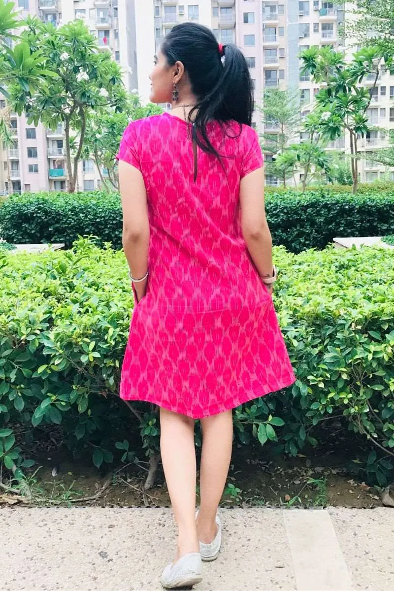 Pink Ikat Shift Dress