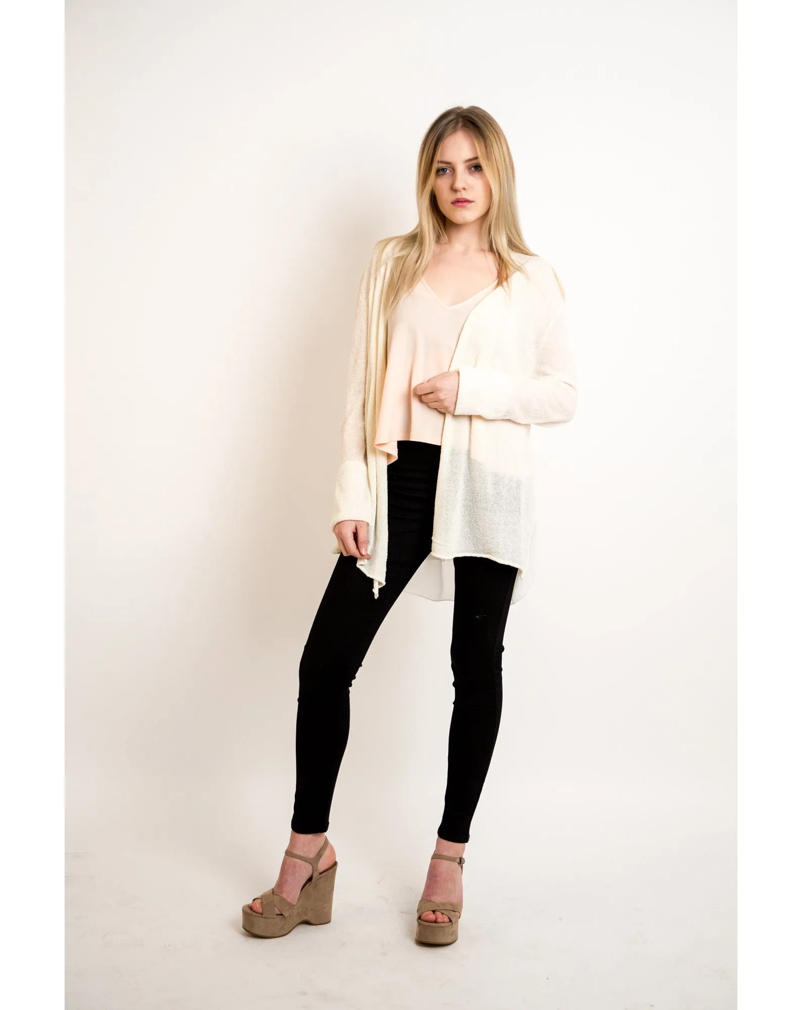 Plain white soft knit cardigan