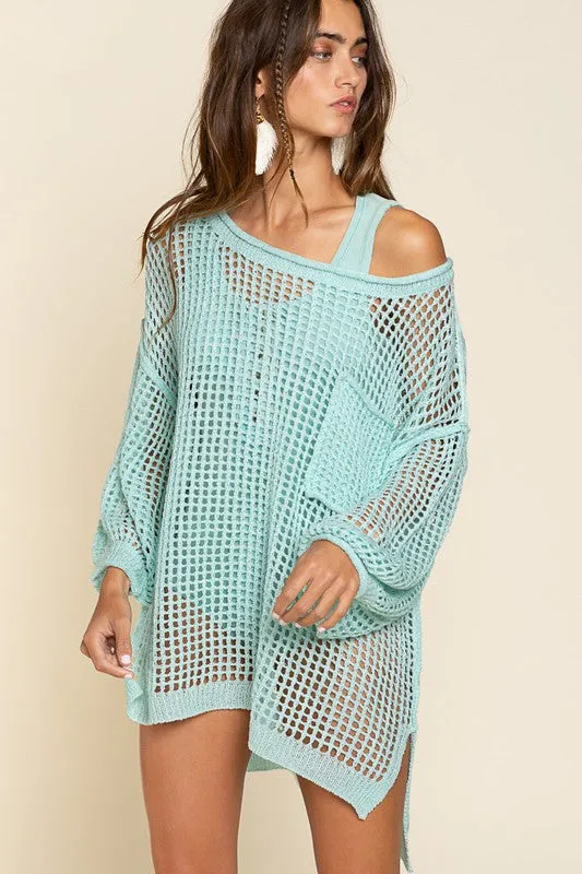 Pol Oversized Fit See-through Pullover Sweater