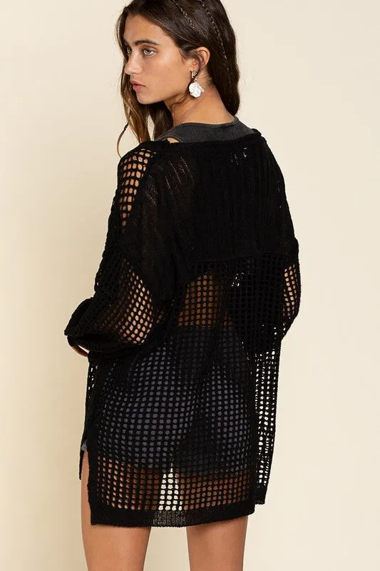 Pol Oversized Fit See-through Pullover Sweater