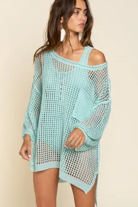 Pol Oversized Fit See-through Pullover Sweater