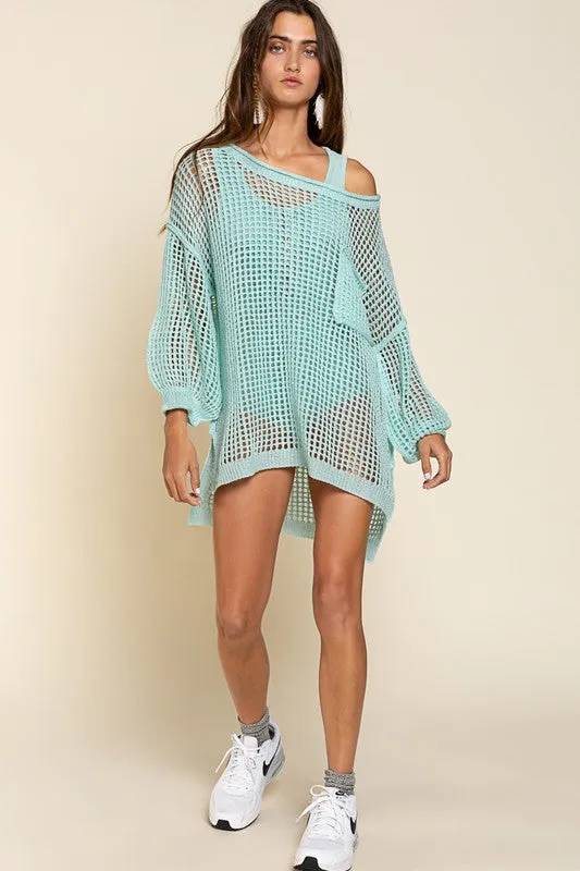 Pol Oversized Fit See-through Pullover Sweater