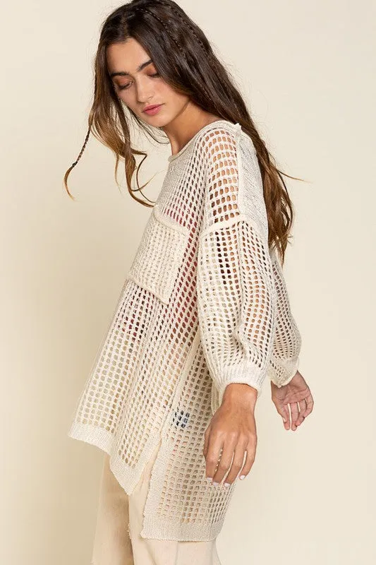 Pol Oversized Fit See-through Pullover Sweater