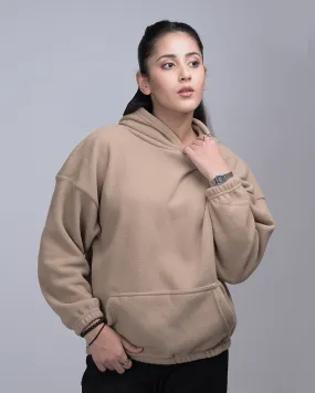 Polar Fleece Drop Shoulder Oversized Hood Beige