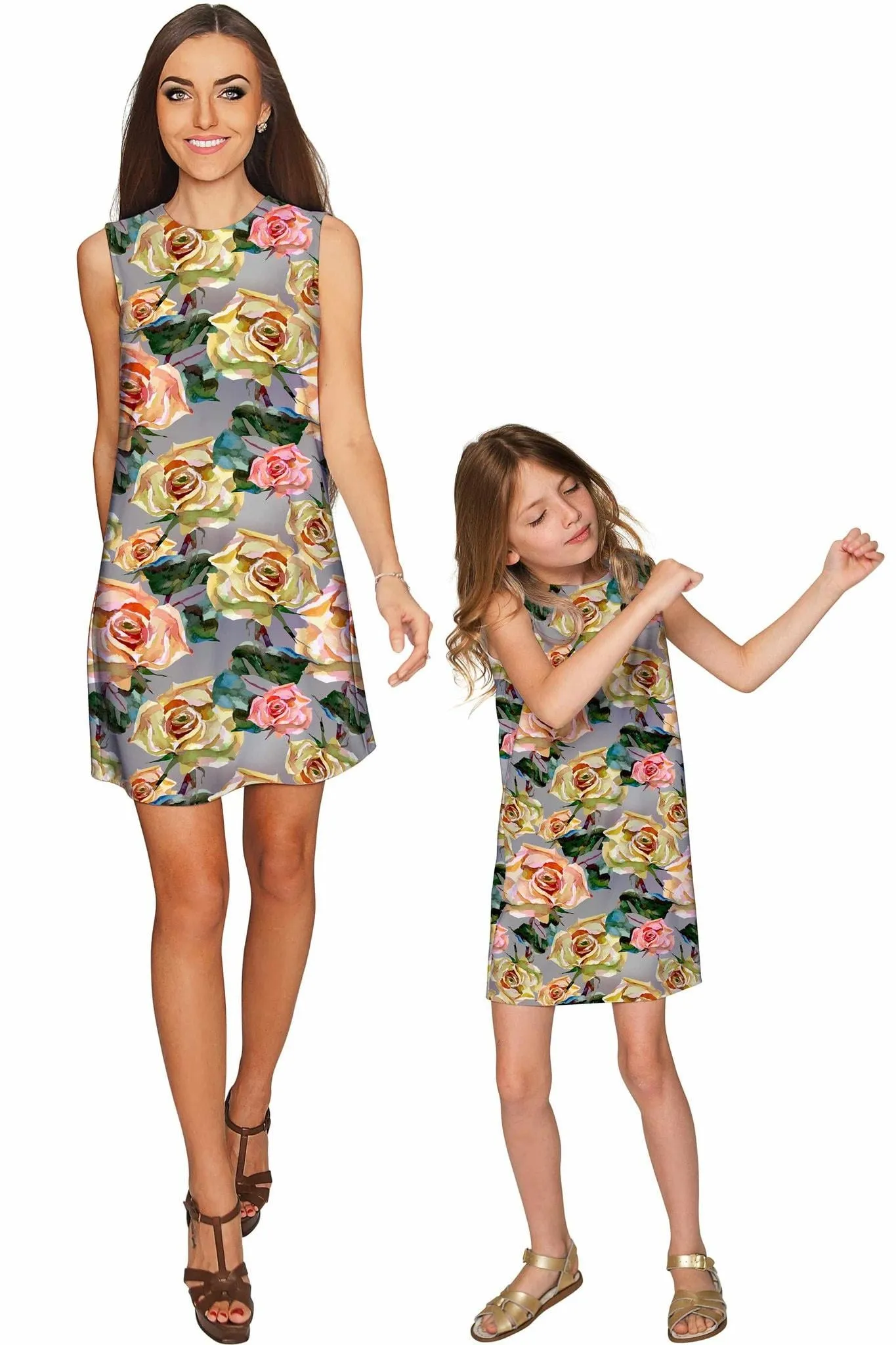 Prima Donna Adele Cute Grey Floral Party Shift Dress - Girls