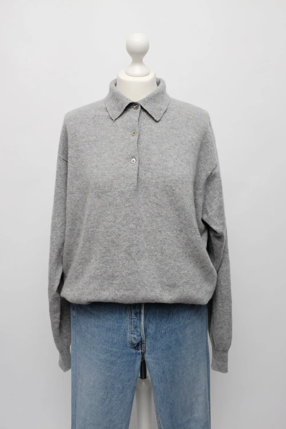 PURE CASHMERE WOOL OVERSIZE POLO SWEATER