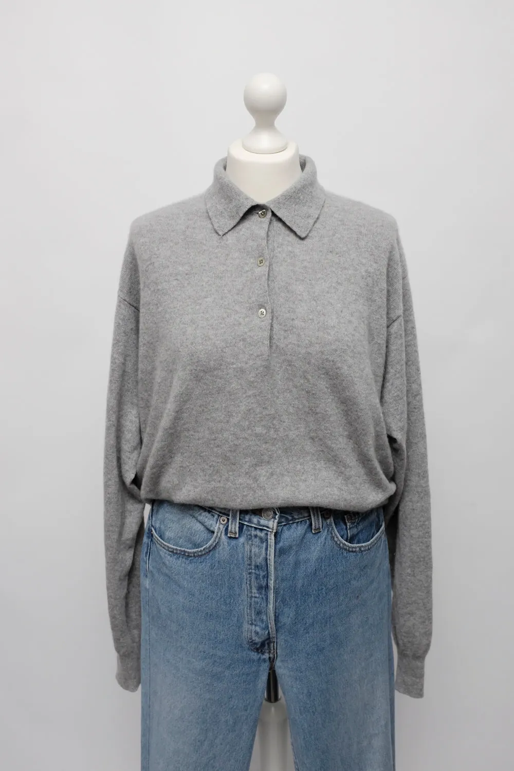 PURE CASHMERE WOOL OVERSIZE POLO SWEATER