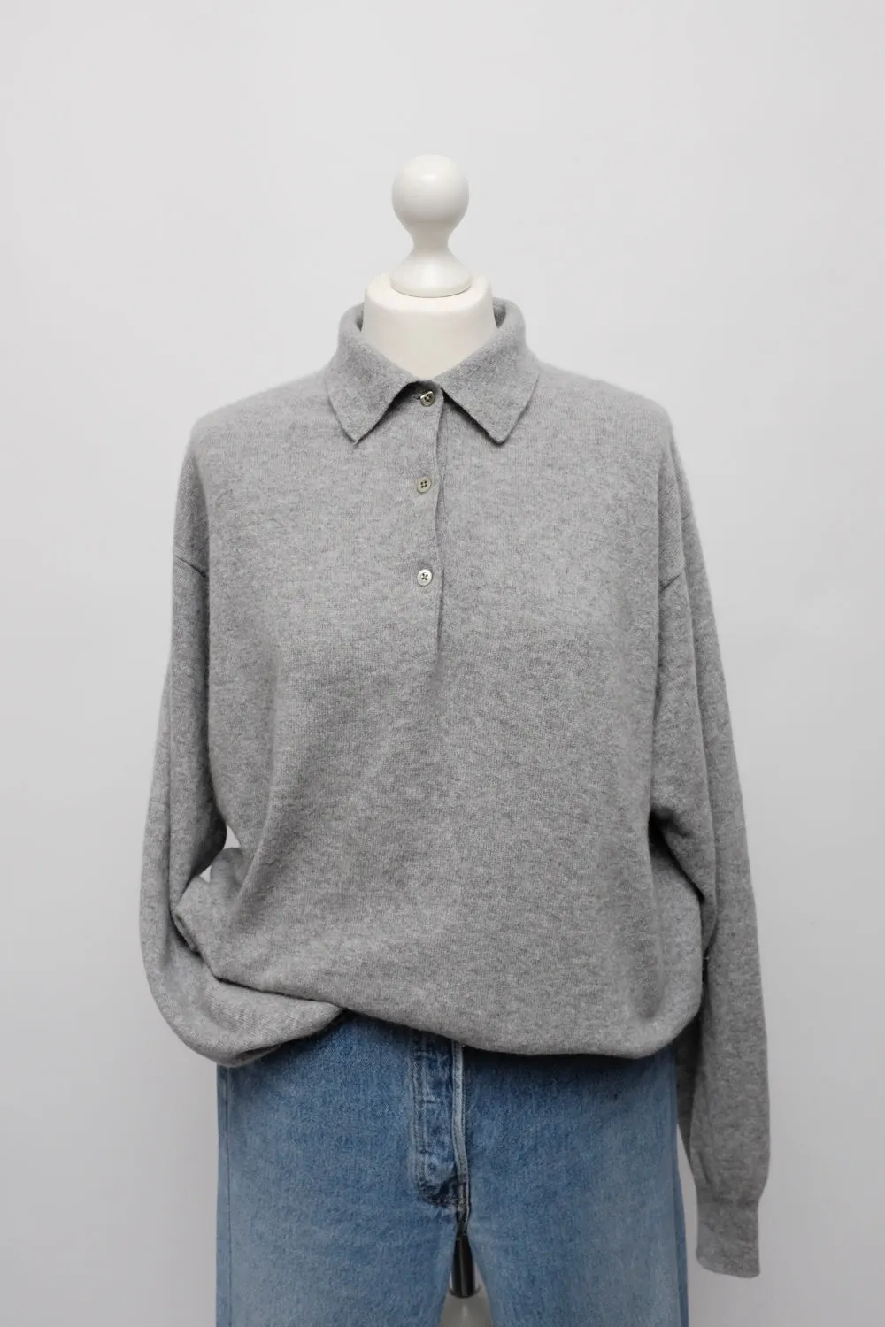 PURE CASHMERE WOOL OVERSIZE POLO SWEATER