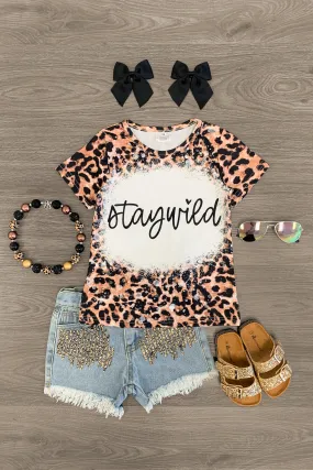 "Stay Wild" Cheetah Sequin Denim Short Set