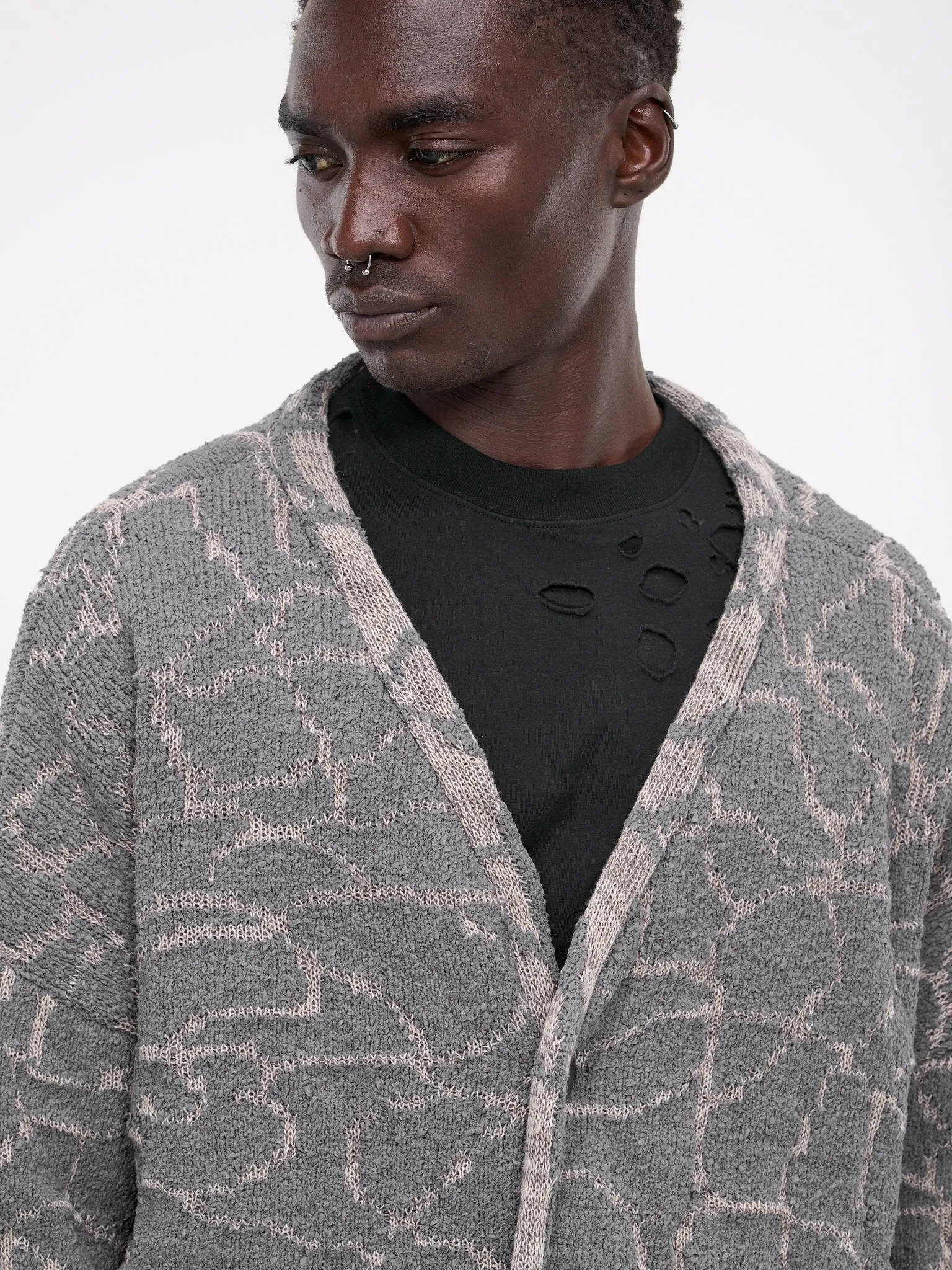 Reversible Paper-Yarn Cardigan (VIT017-J1-J2-GREY)