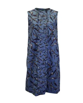 'S Max Mara Nola Sleeveless Printed Shift Dress in Blue Cotton