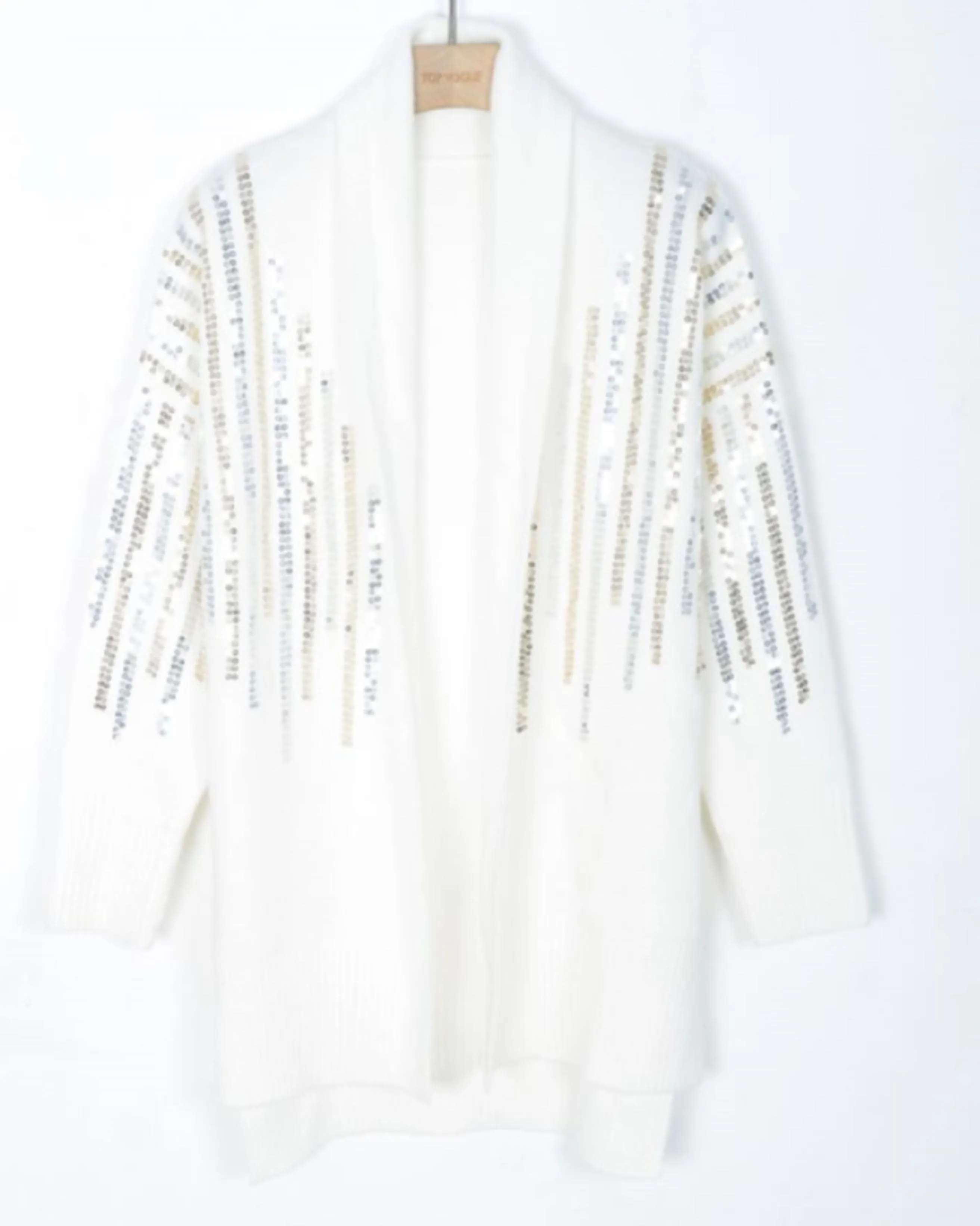 Sequin embellished shoulder and front soft knit cardigan