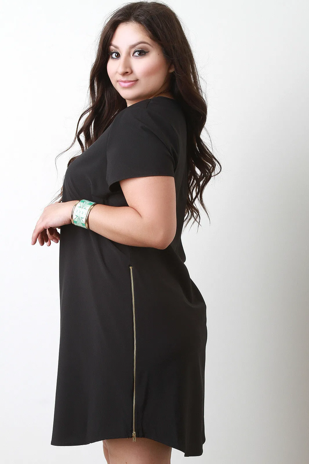 Side Zipper Shift Dress