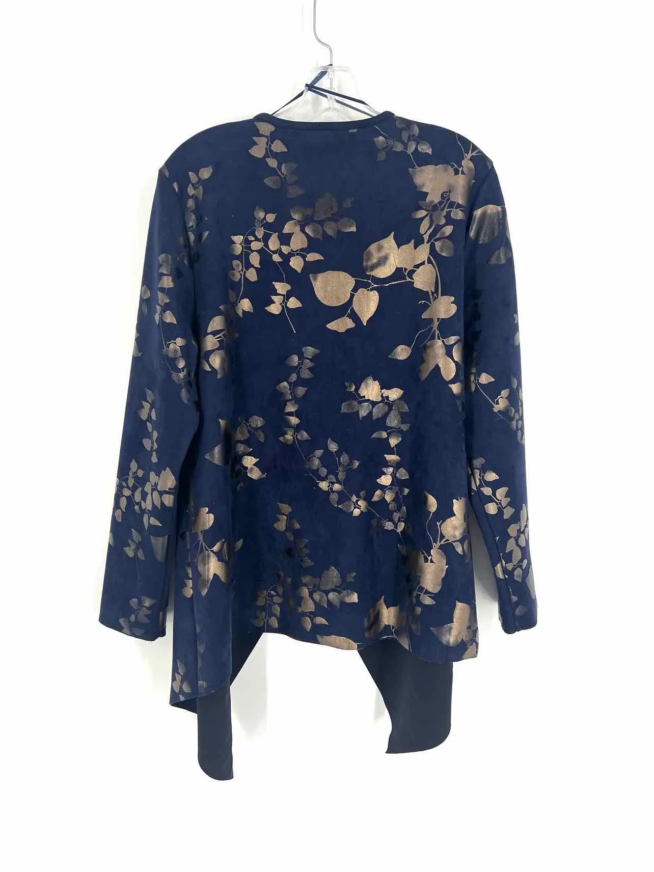 Soft Surroundings Size L Navy/Bronze Floral Screenprint Cardigans Cardigan