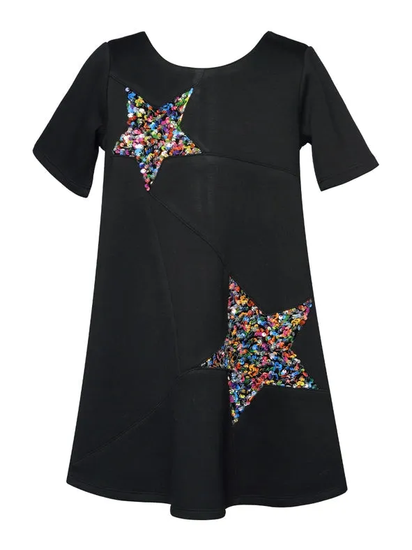 S/S Shift Dress with Sequin Stars