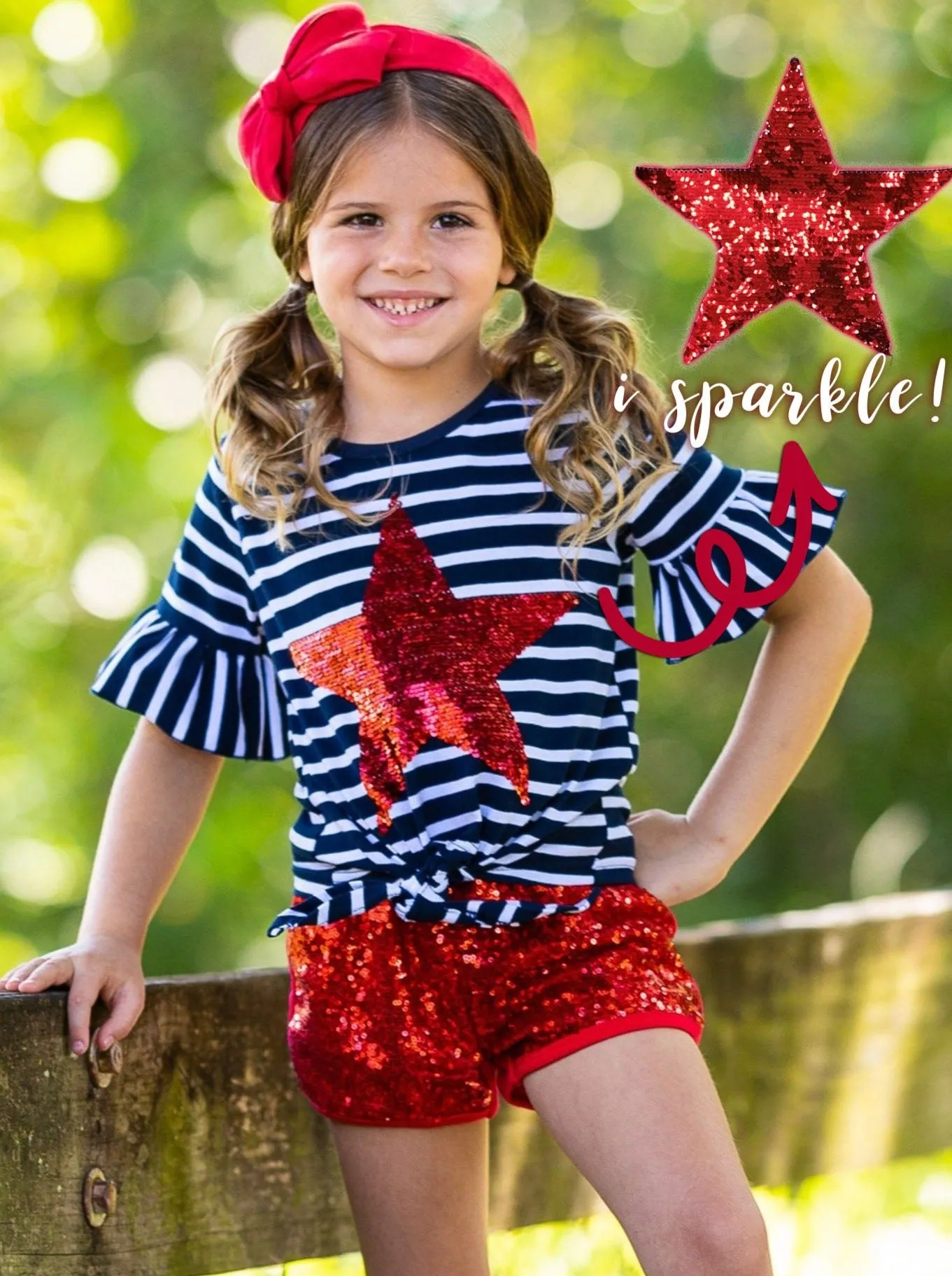 Star Shine Sequin Top And Short Set