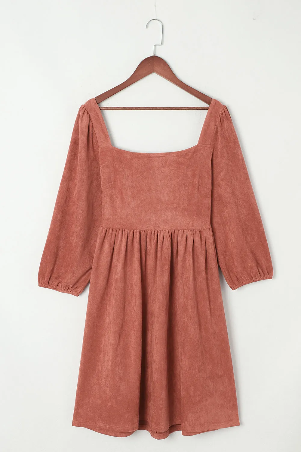 Suede Puff Sleeve Dress