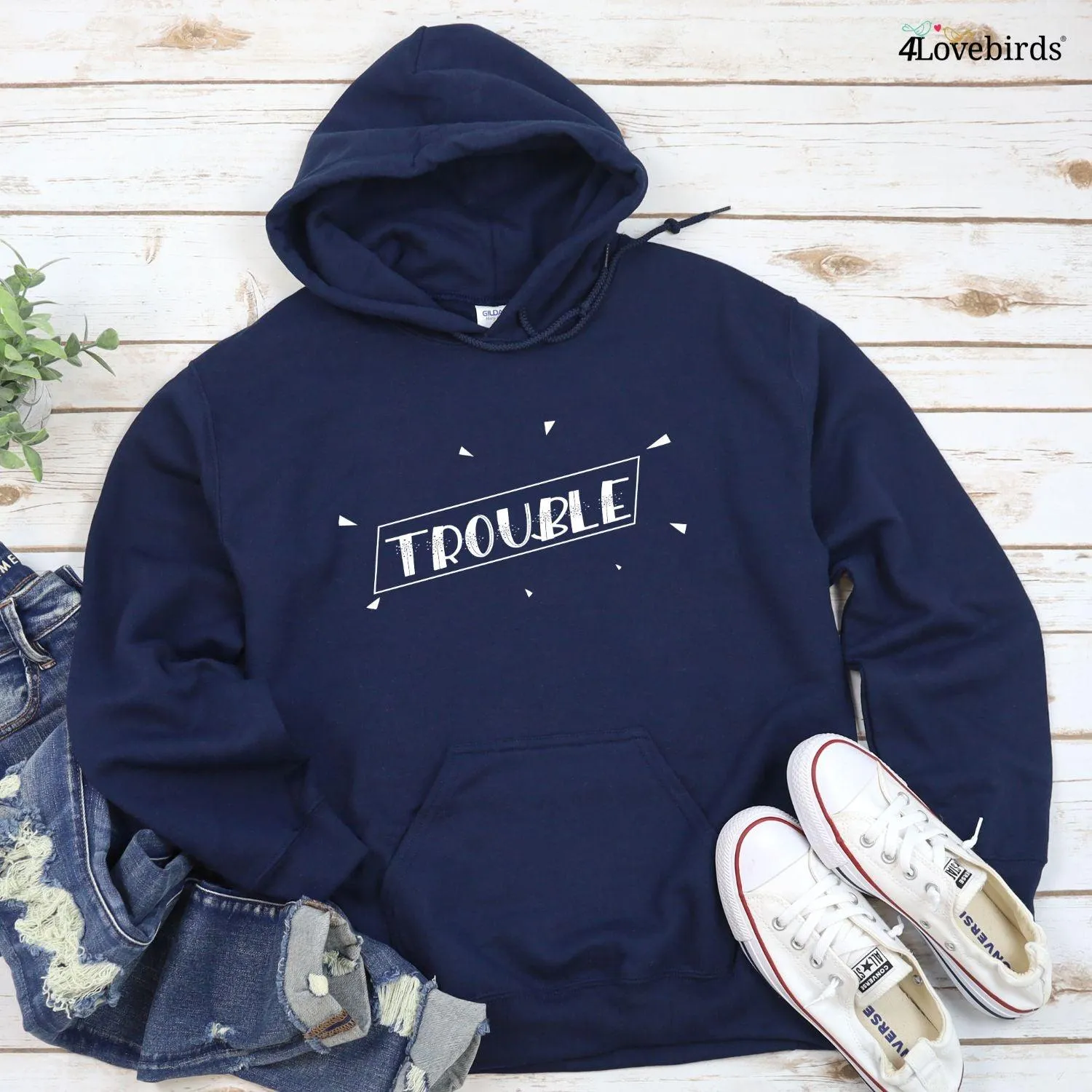 Valentines Day Matching Set: Double Trouble Hoodie & Sweatshirt for Couples!