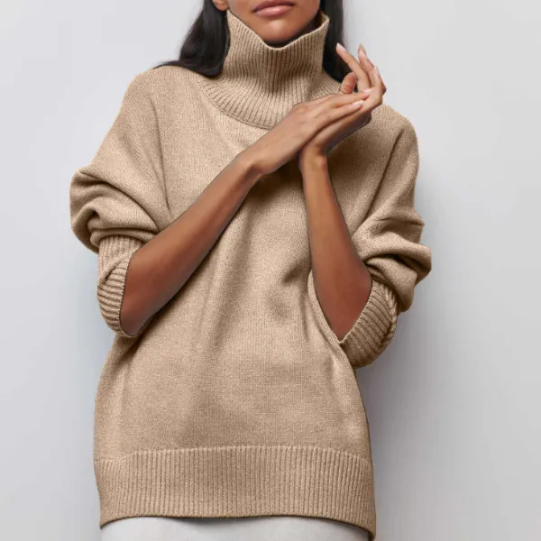 Vanessa - Women's Oversized Cotton Turtleneck Sweater