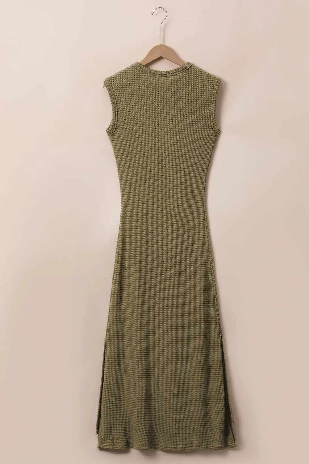 Waffle Knit Sleeveless Long Dress