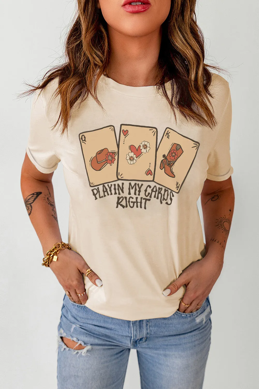 Western PLAYING MY CARDS RIGHT Graphic T Shirt