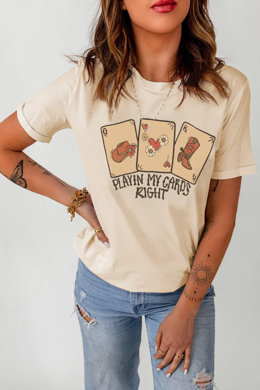 Western PLAYING MY CARDS RIGHT Graphic T Shirt