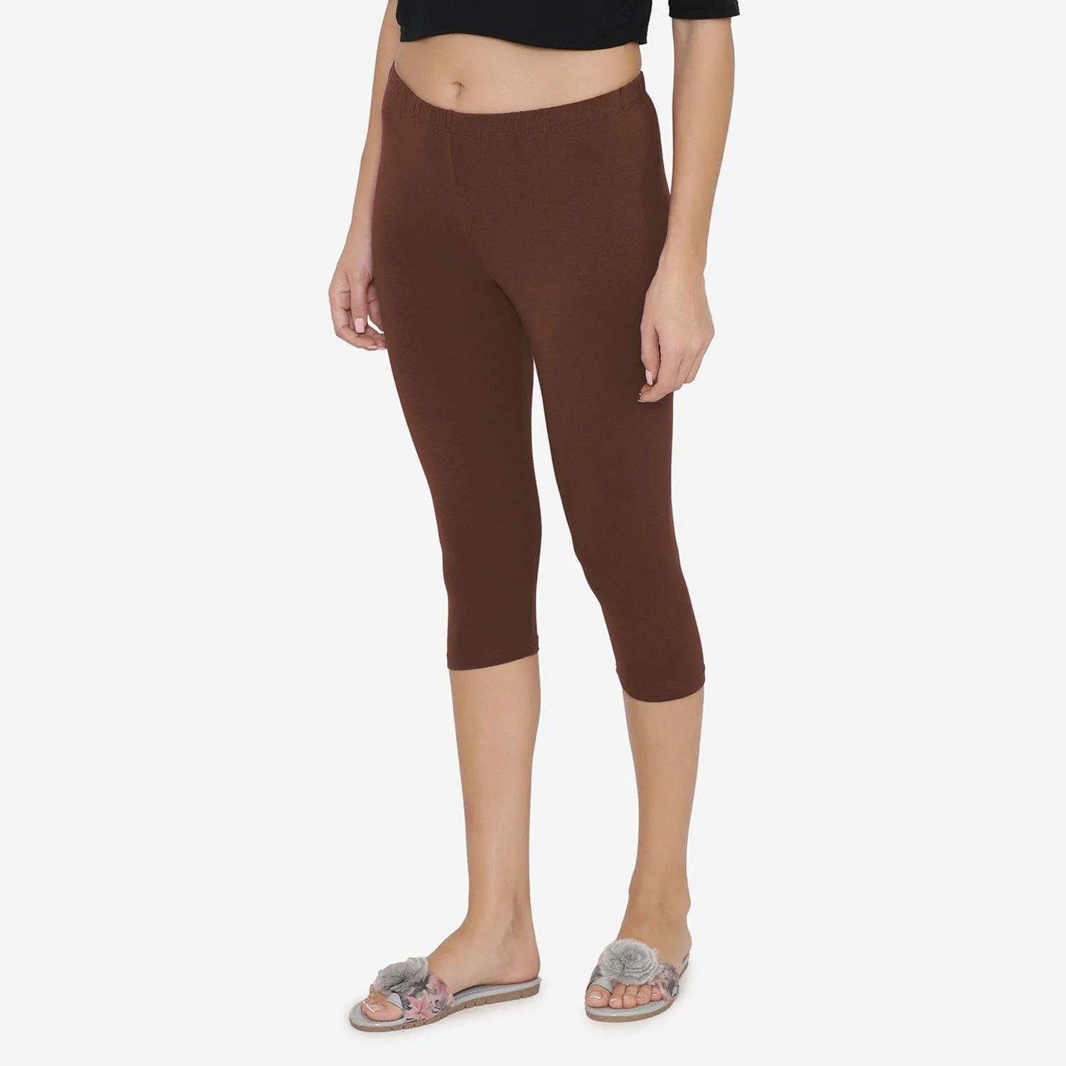 Women's Comfy Classy Capri Legging - Chocolate Truffle