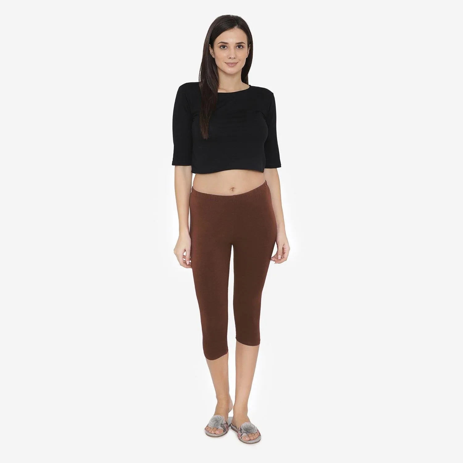 Women's Comfy Classy Capri Legging - Chocolate Truffle