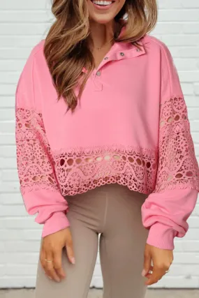 Women's Cozy Crochet Snap Button Sweater